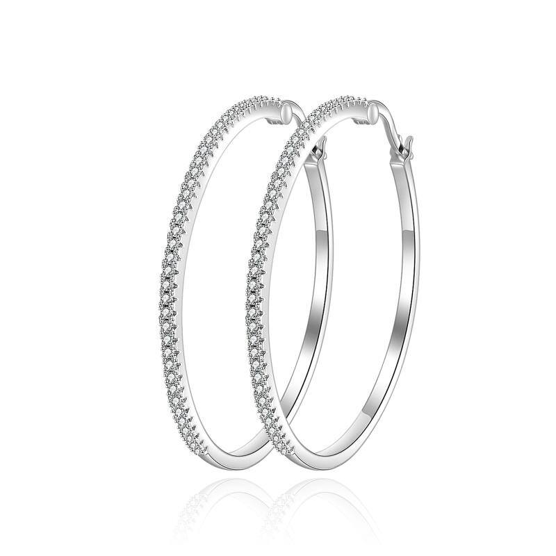 40mm Hoop Earrings for Women Girls 925 Silver