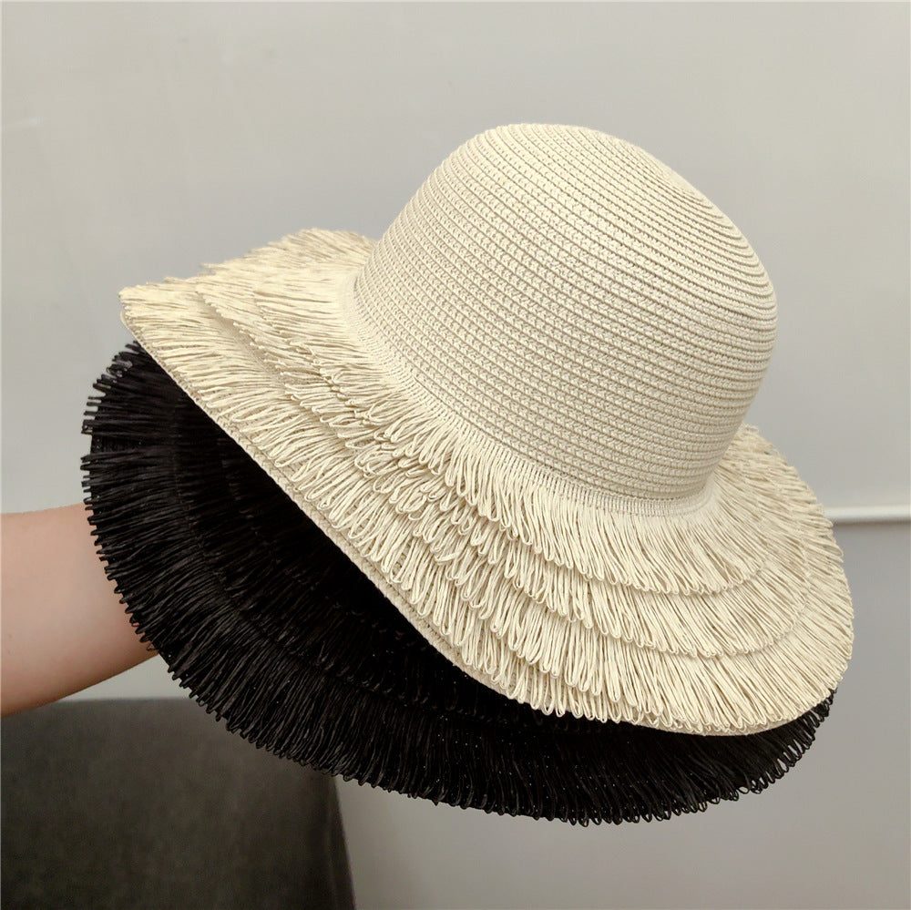Niche Big Brim Straw Hat Femininity Fringe