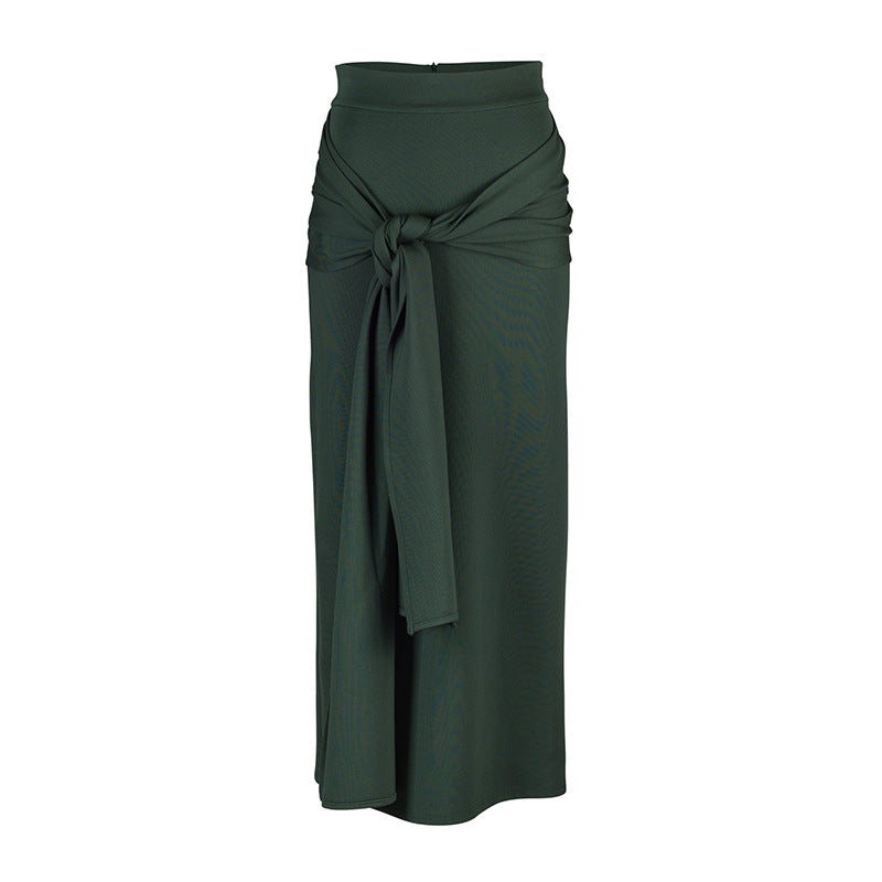 Women's lace solid color Muslim bag hip skirt