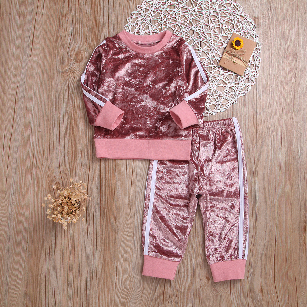 2 piece Baby girl outfit Tracksuit set Velvet set Baby sweat suit Ms. Leah's Place