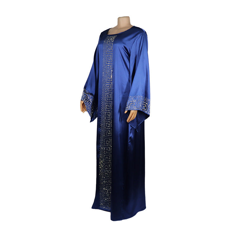Muslim Lslamic Style Plus Size Robe Style Silk Hot Drilling Source