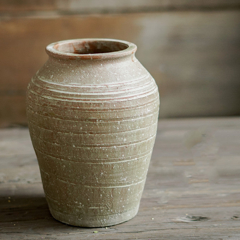 Vintage Earthenware Vase With Old Ears