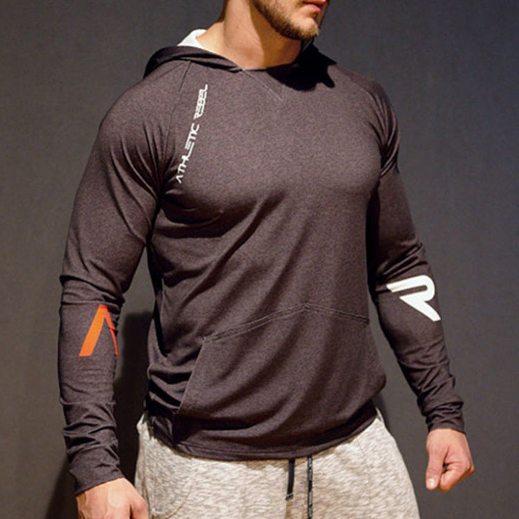 New Men's Fitness Casual Sports Quick-drying Hooded T-shirt Sweater