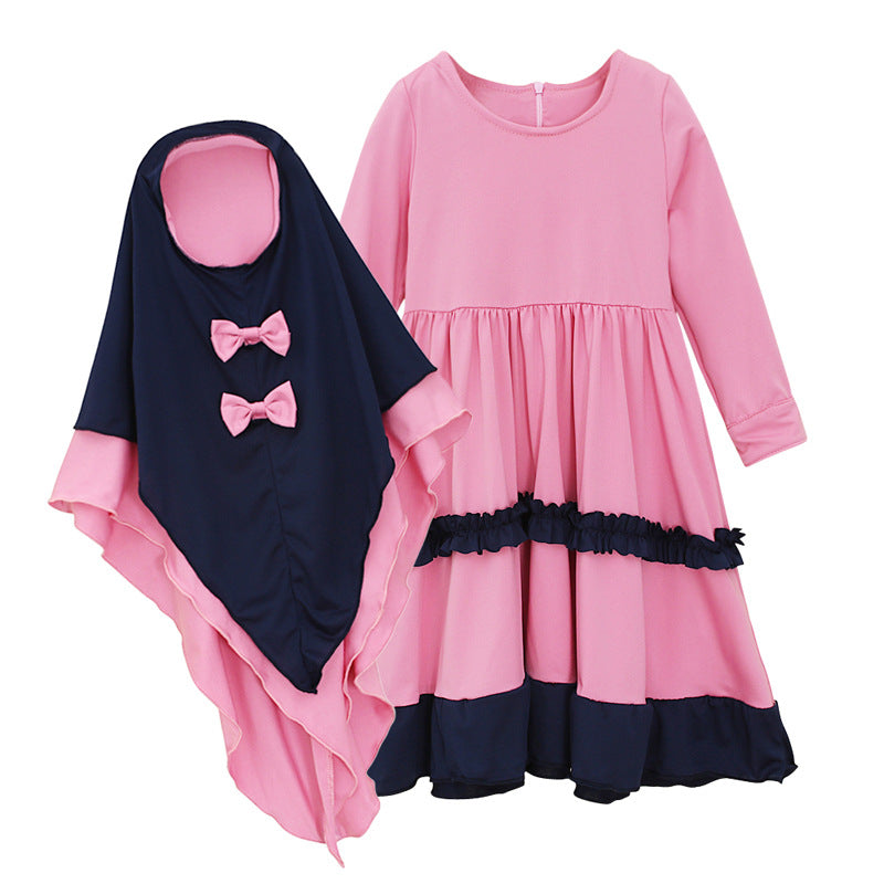 Girls Children's Long Sleeve Long Dress With Headscarf (SIZE CHART BELOW)