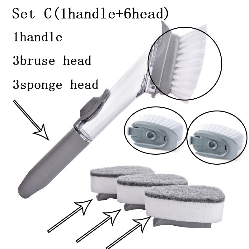 2 In1 Long Handle Cleaning Brush With Removable Brush Head