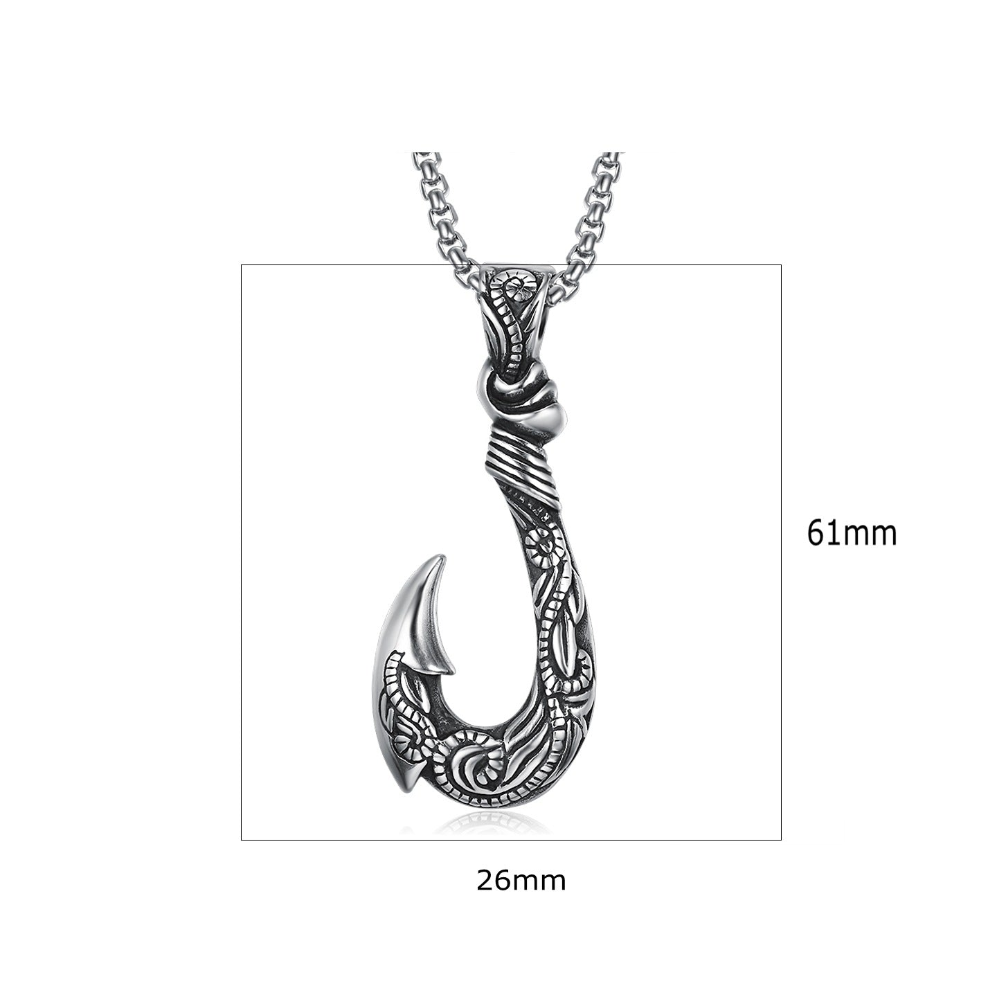 Vintage Stainless Steel Ocean Fish Hook Titanium Steel Pendant