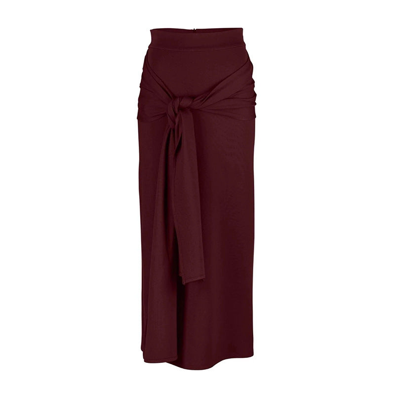 Women's lace solid color Muslim bag hip skirt