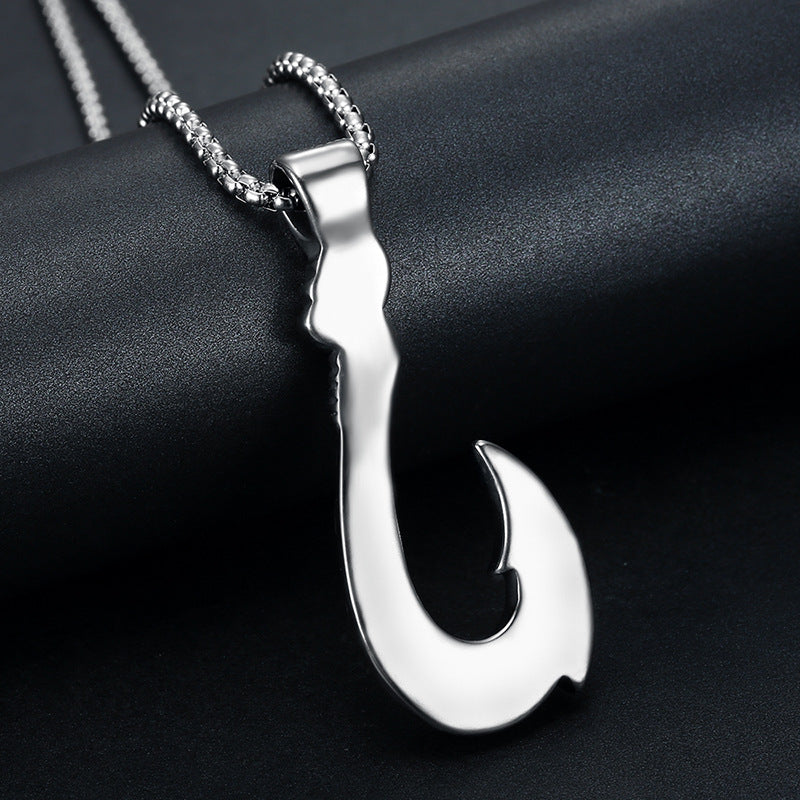 Vintage Stainless Steel Ocean Fish Hook Titanium Steel Pendant