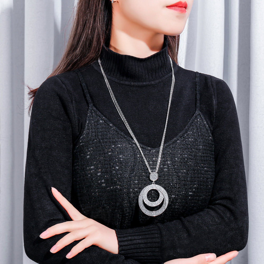 New Geometric Hollow Round Clothes Personalized Necklace Jewelry