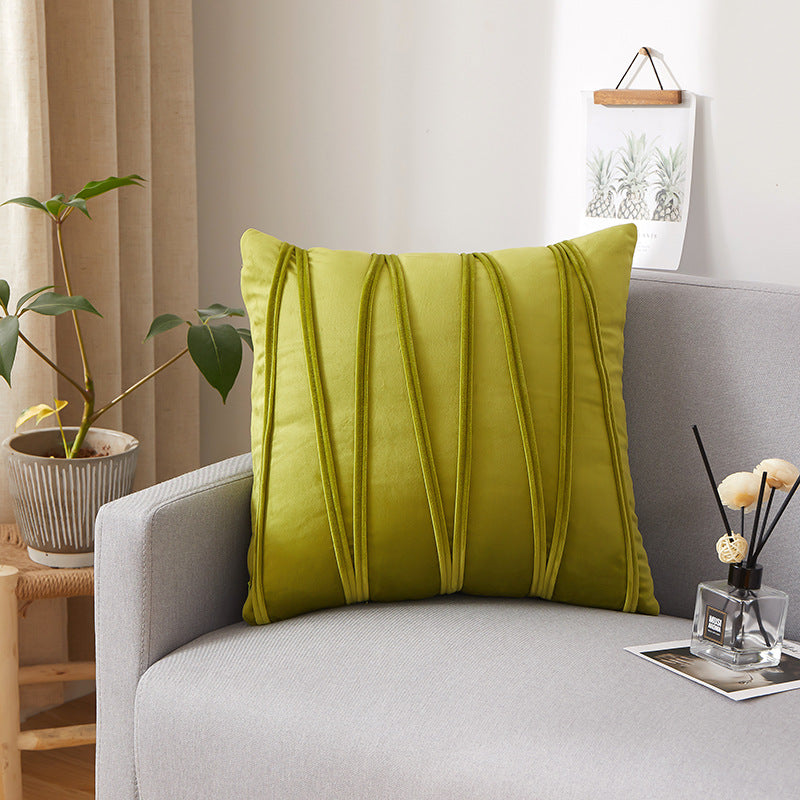 Solid Velvet Pleated Pillowcase Dutch Velvet Sofa Cushion Headrest