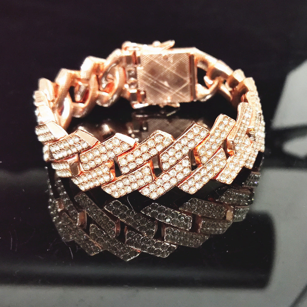 CZ Diamond Prismatic Bar 20mm Bold Gold Chain