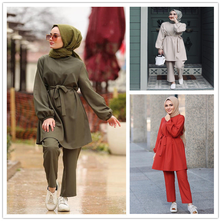 Muslim Women's or Girl two piece outfit pants set Ms. Leah's Place