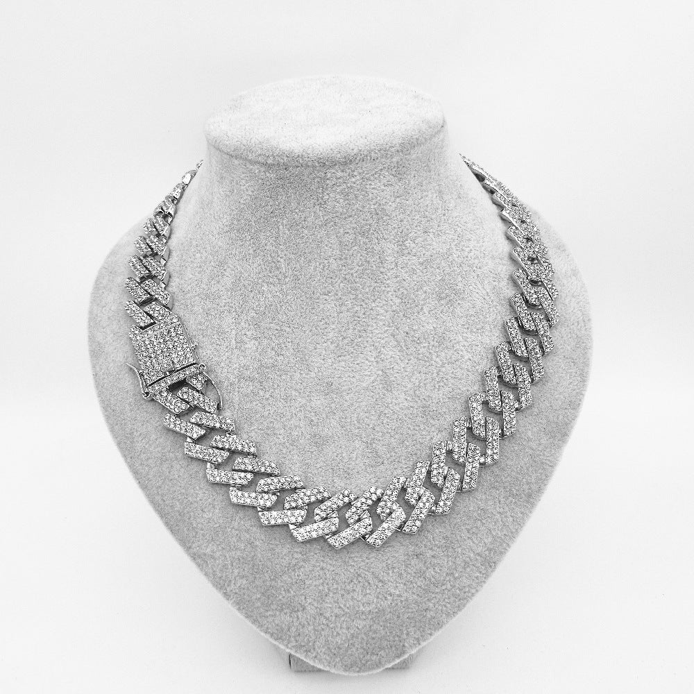 CZ Diamond Prismatic Bar 20mm Bold Gold Chain