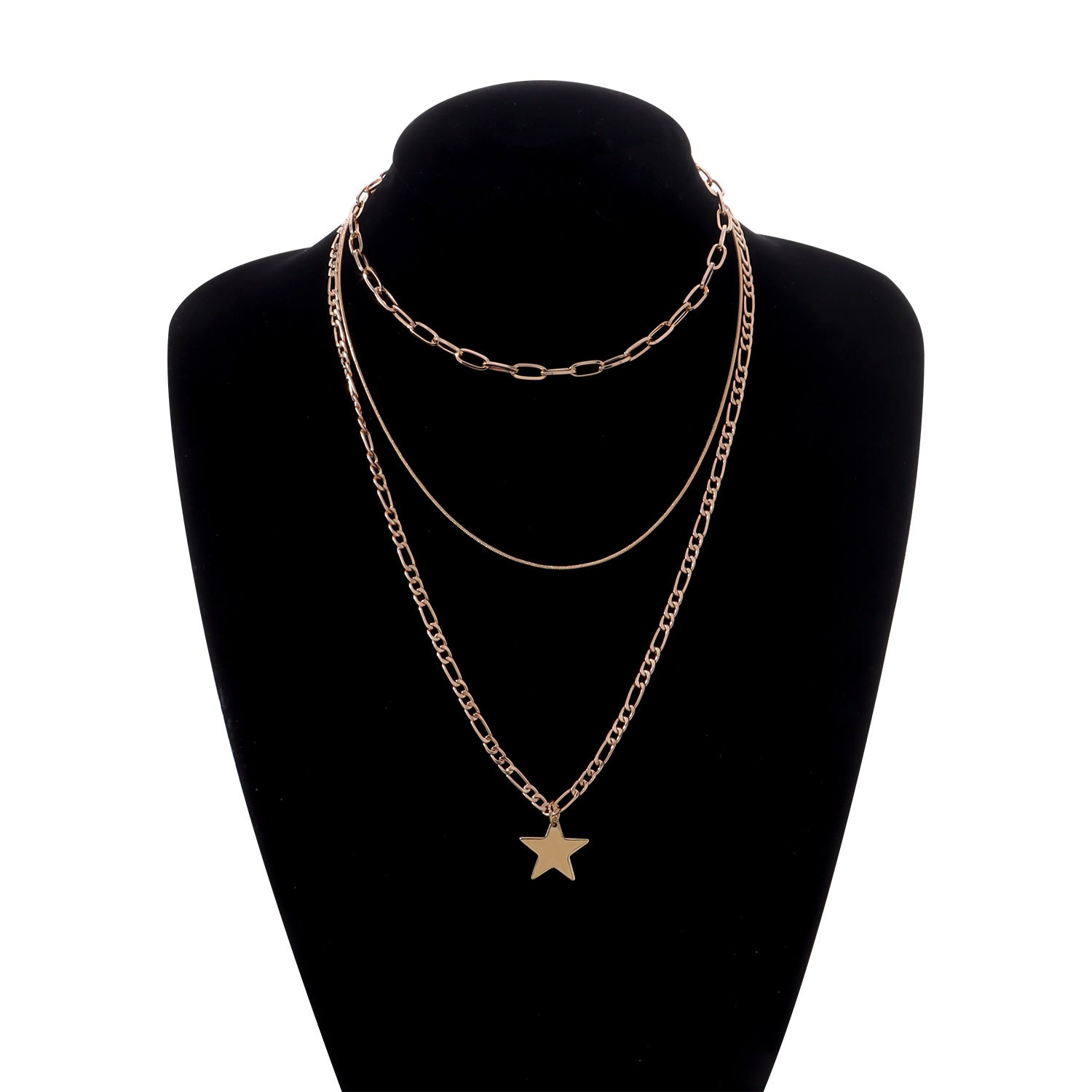 Multilayer Glossy Five-pointed Star Pendant Necklace
