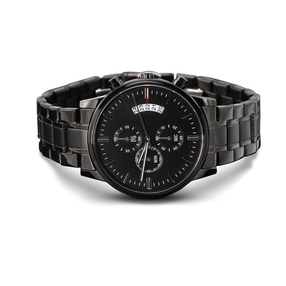 CUSTOMIZABLE ENGRAVED BLACK CHRONOGRAPH WATCH