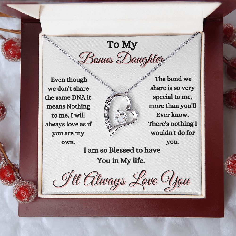 DAUGHTER - TO MY BONUS DAUGHTER - FOREVER LOVE NECKLACE (WHT)
