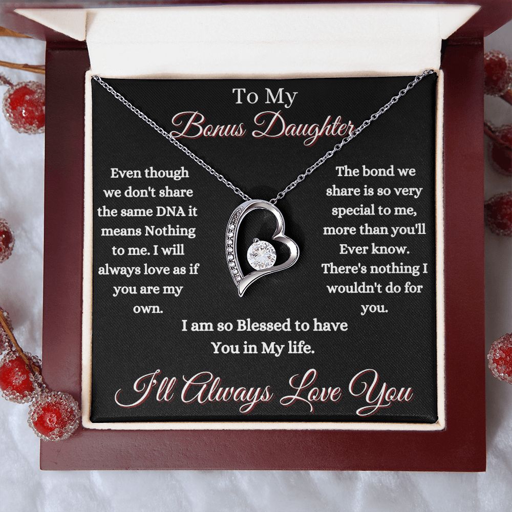 DAUGHTER - TO MY BONUS DAUGHTER - FOREVER LOVE NECKLACE (BLK)