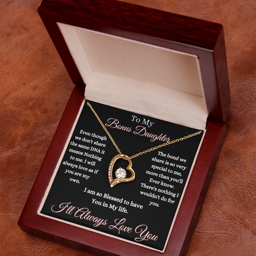 DAUGHTER - TO MY BONUS DAUGHTER - FOREVER LOVE NECKLACE (BLK)