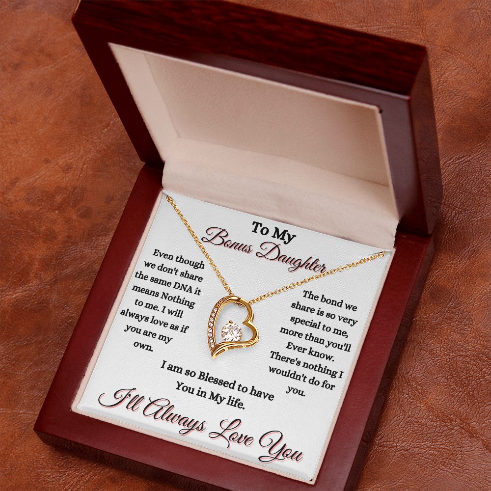 DAUGHTER - TO MY BONUS DAUGHTER - FOREVER LOVE NECKLACE (WHT)