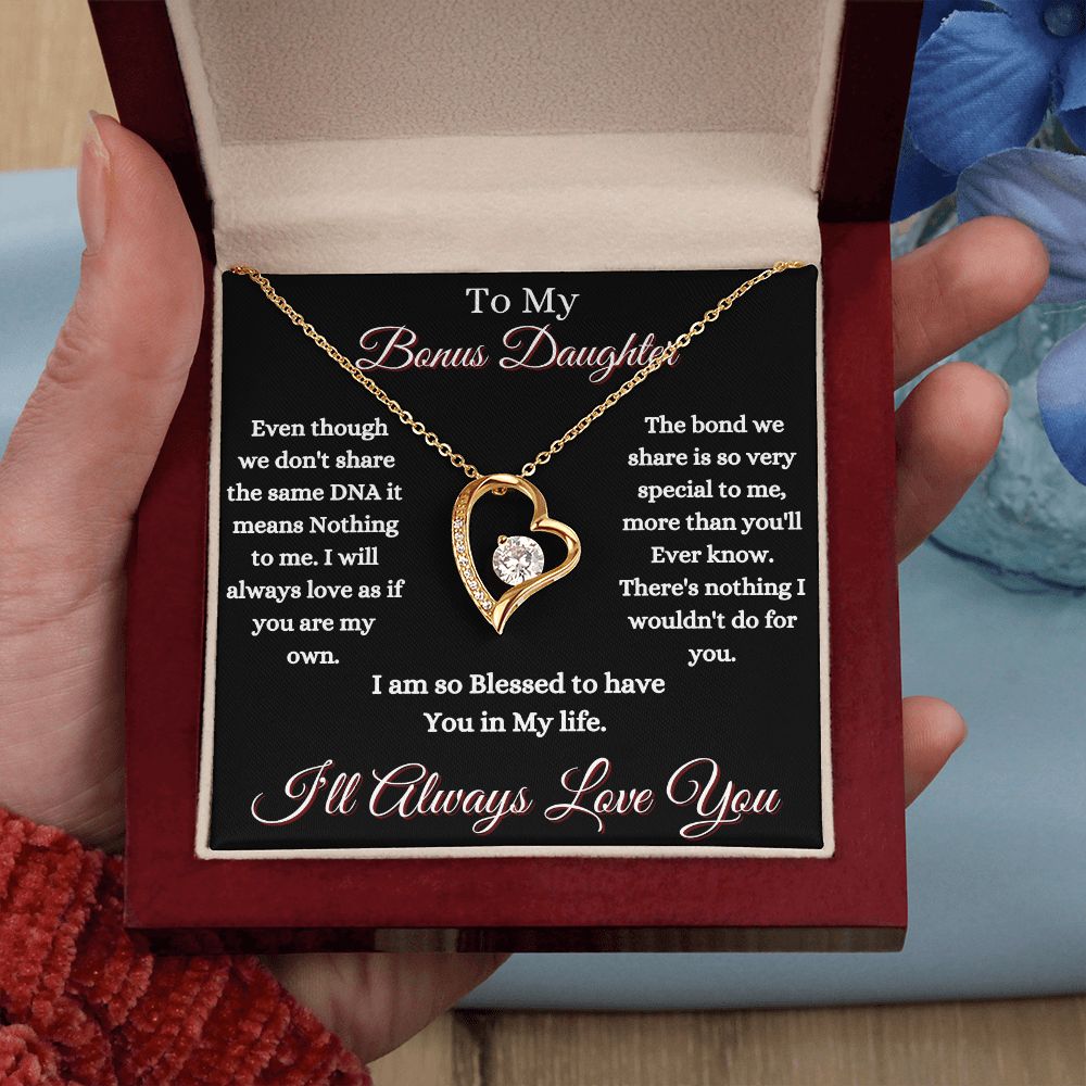 DAUGHTER - TO MY BONUS DAUGHTER - FOREVER LOVE NECKLACE (BLK)