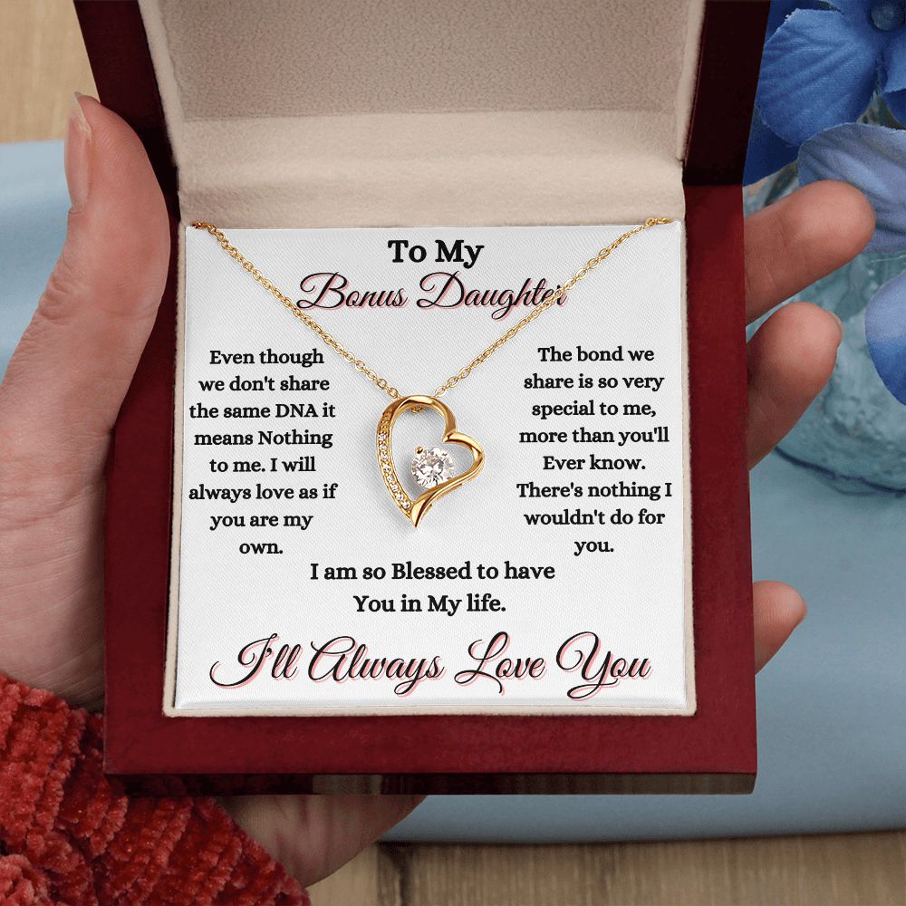 DAUGHTER - TO MY BONUS DAUGHTER - FOREVER LOVE NECKLACE (WHT)