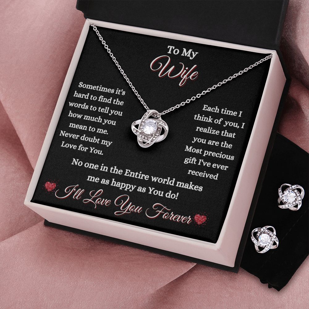 WIFE - TO MY WIFE - LOVE KNOT NECKLACE & EARRINGS (BLK)