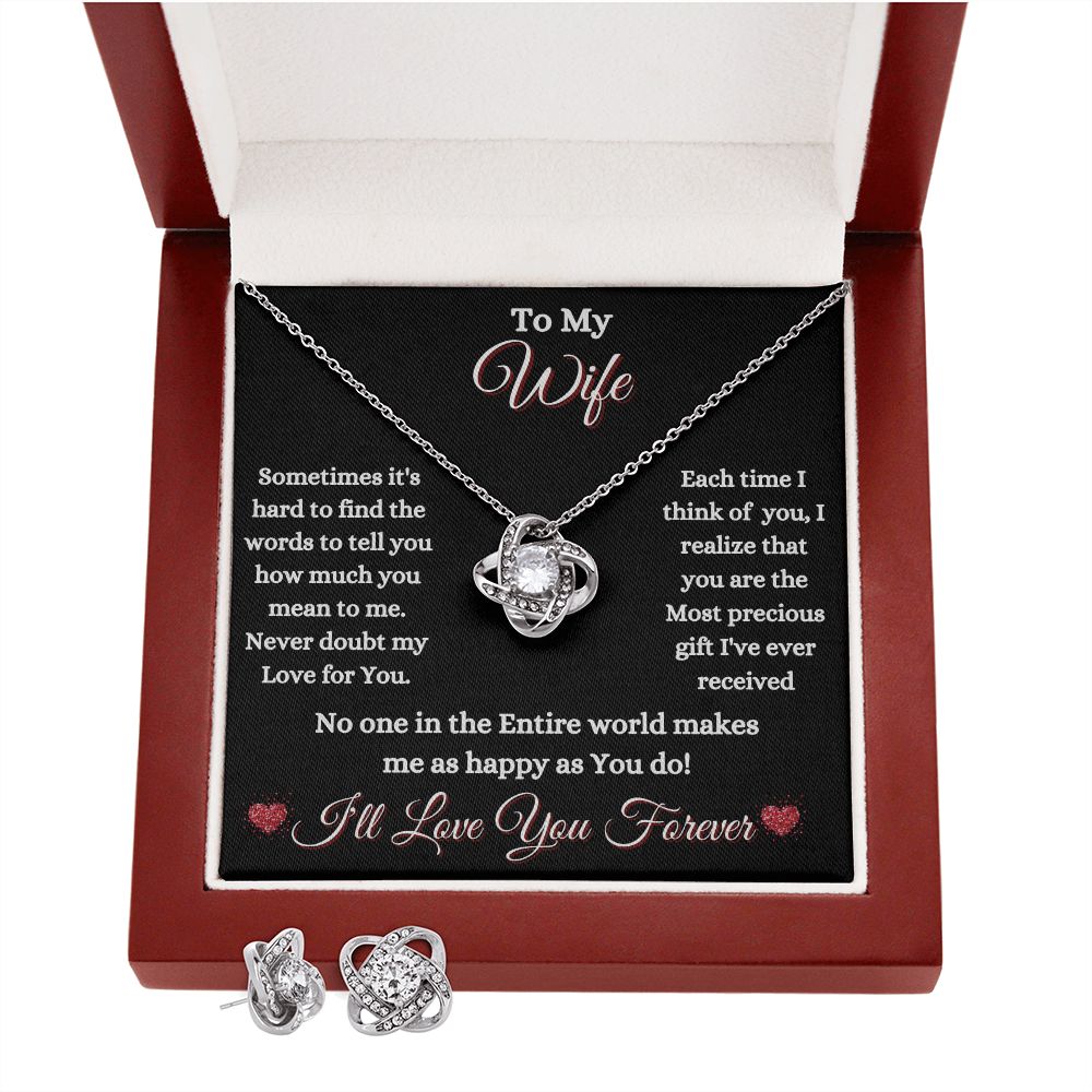 WIFE - TO MY WIFE - LOVE KNOT NECKLACE & EARRINGS (BLK)