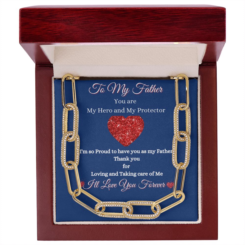 FATHER - TO MY FATHER - FOREVER LINKED UNISEX NECKLACE - (BLUE)
