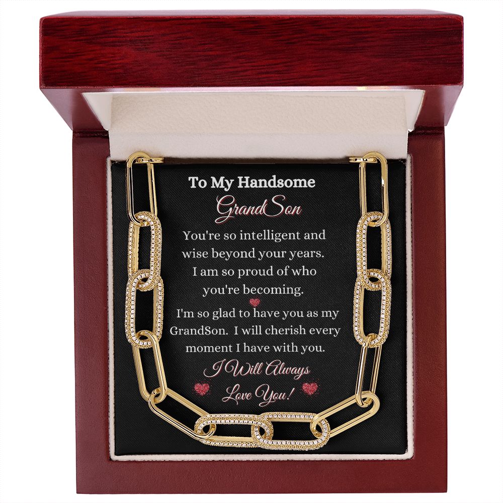 GRANDSON - FOREVER LINKED UNISEX NECKLACE - (BLK)