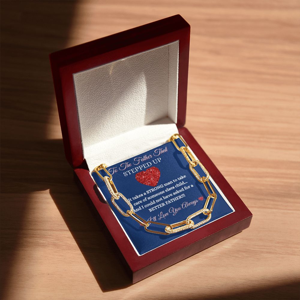 FATHER -TO THE FATHER THAT STEPPED UP -FOREVER UNISEX LINKED CHAIN (BLUE)