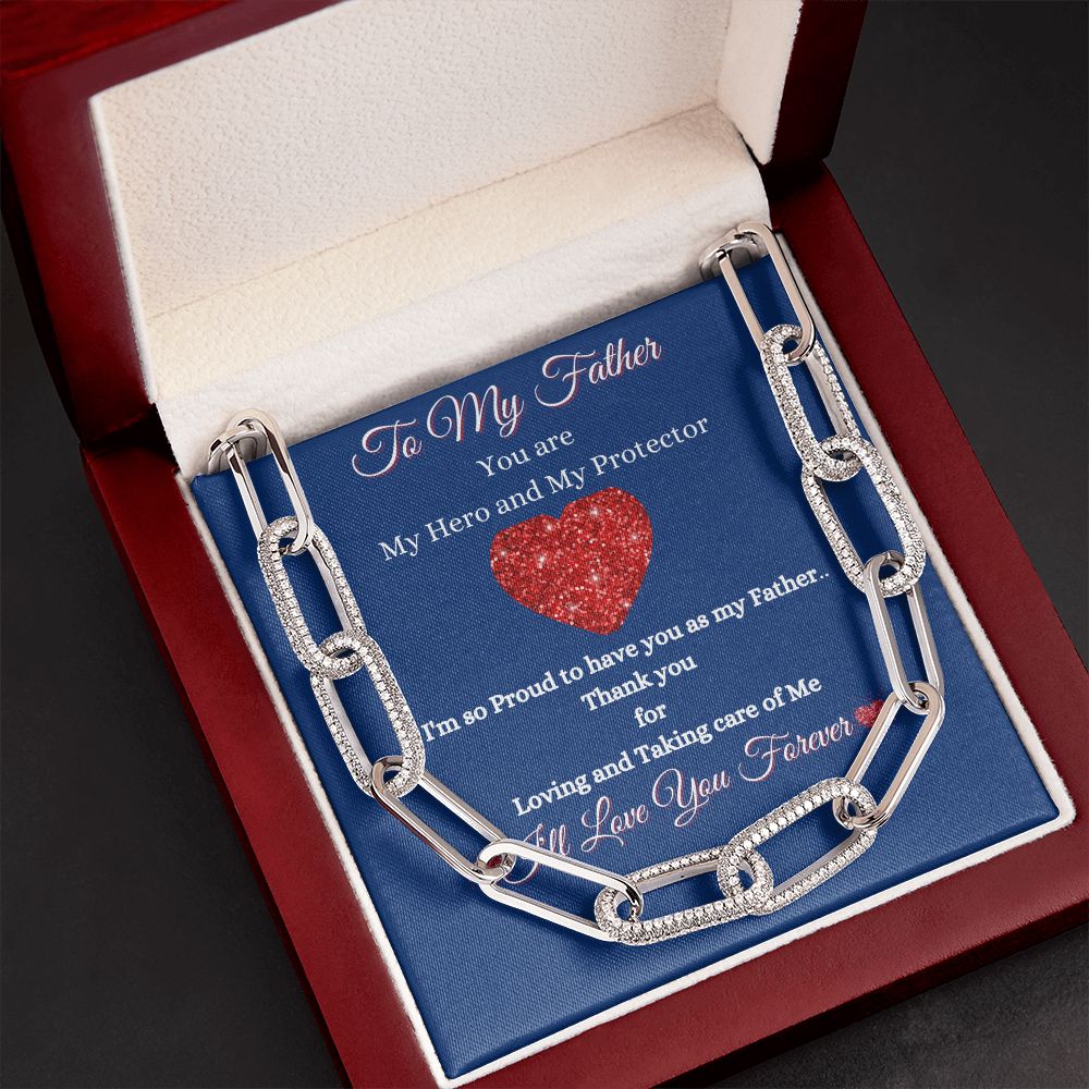 FATHER - TO MY FATHER - FOREVER LINKED UNISEX NECKLACE - (BLUE)