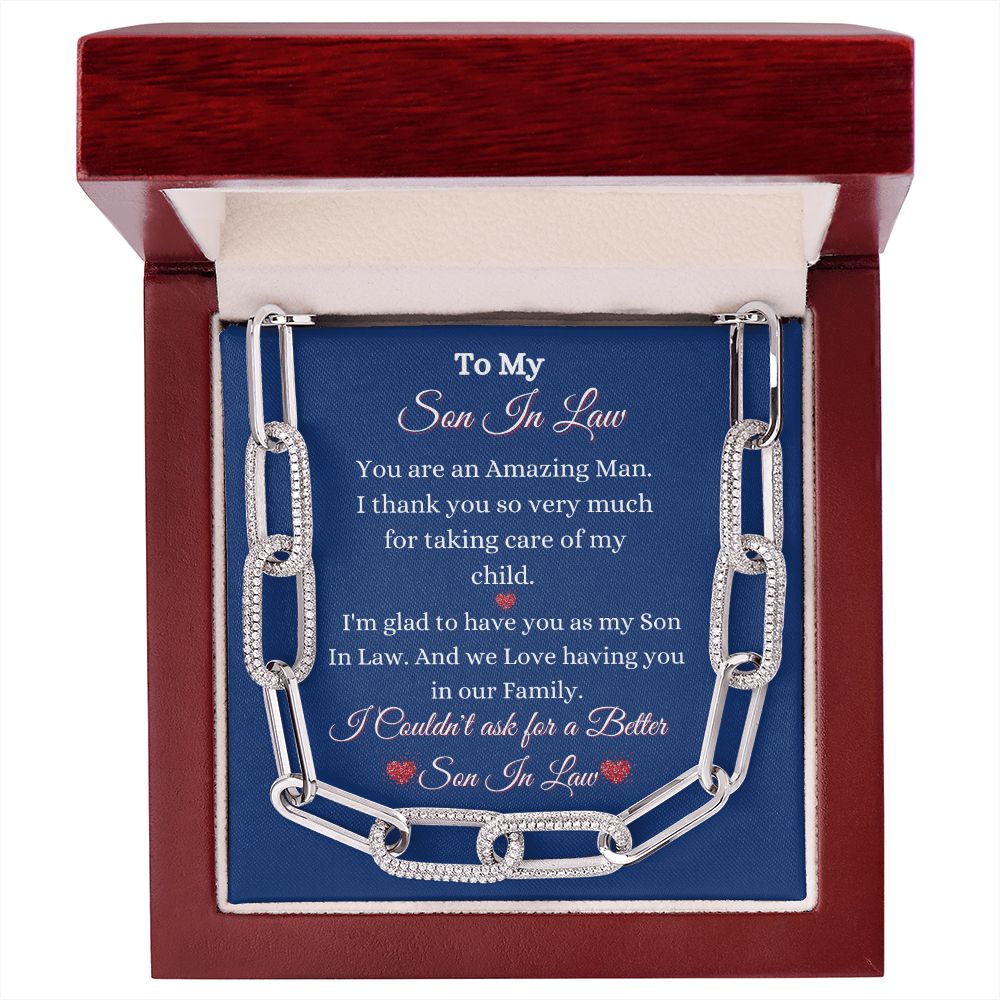 SON IN LAW - FOREVER LINKED UNISEX NECKLACE - (BLUE)