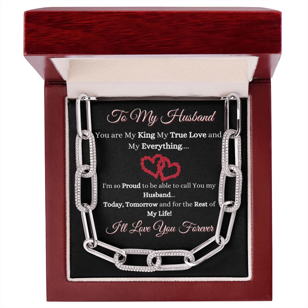 HUSBAND - TO MY HUSBAND - CUBAN LINK UNISEX CHAIN - (BLK)