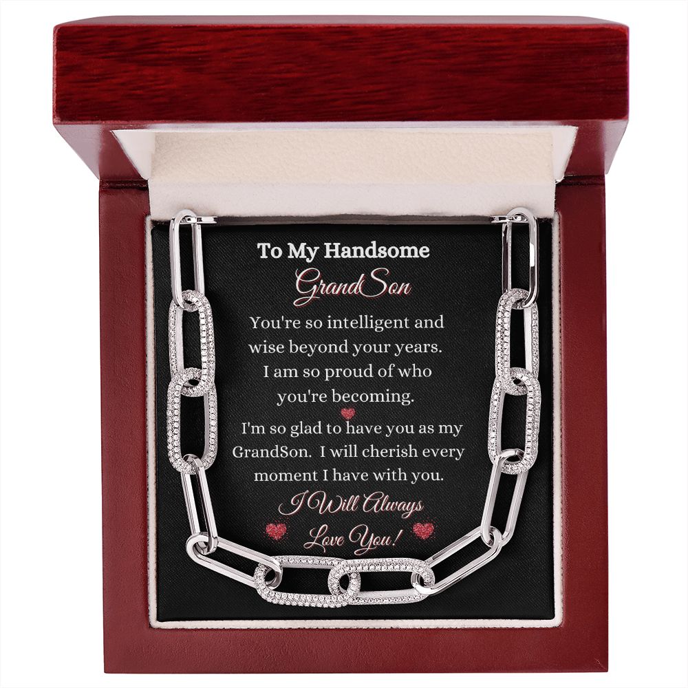 GRANDSON - FOREVER LINKED UNISEX NECKLACE - (BLK)