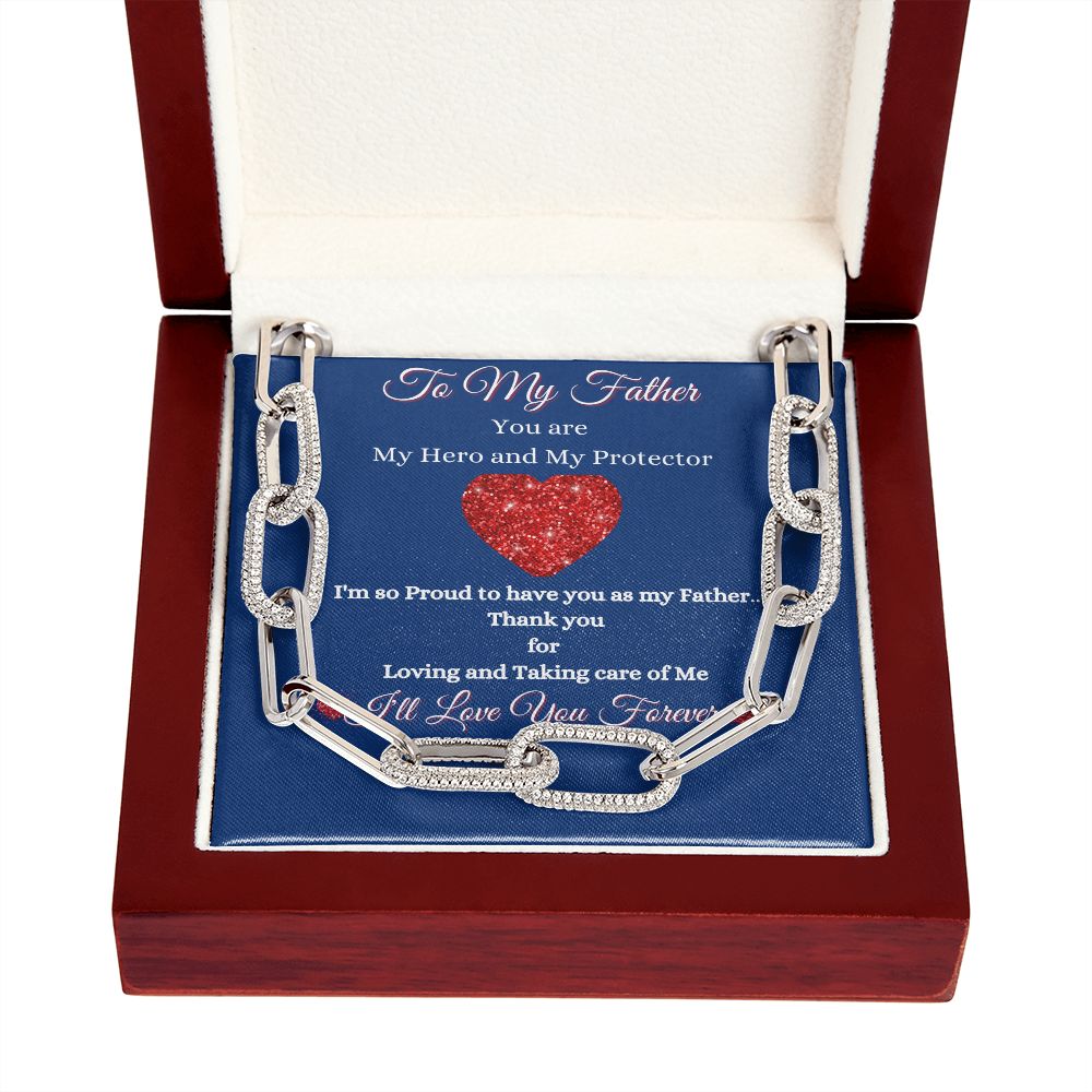 FATHER - TO MY FATHER - FOREVER LINKED UNISEX NECKLACE - (BLUE)