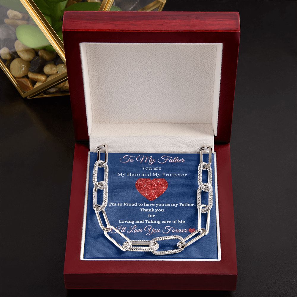 FATHER - TO MY FATHER - FOREVER LINKED UNISEX NECKLACE - (BLUE)