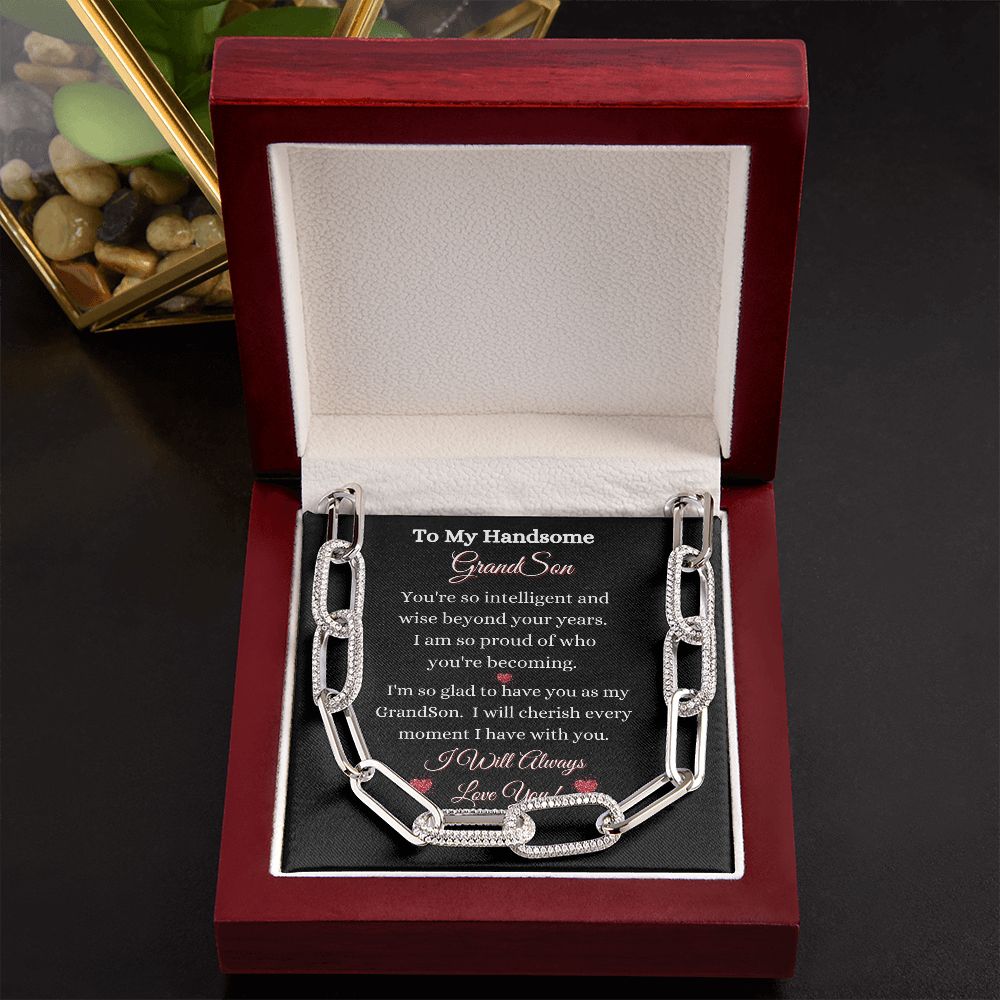 GRANDSON - FOREVER LINKED UNISEX NECKLACE - (BLK)