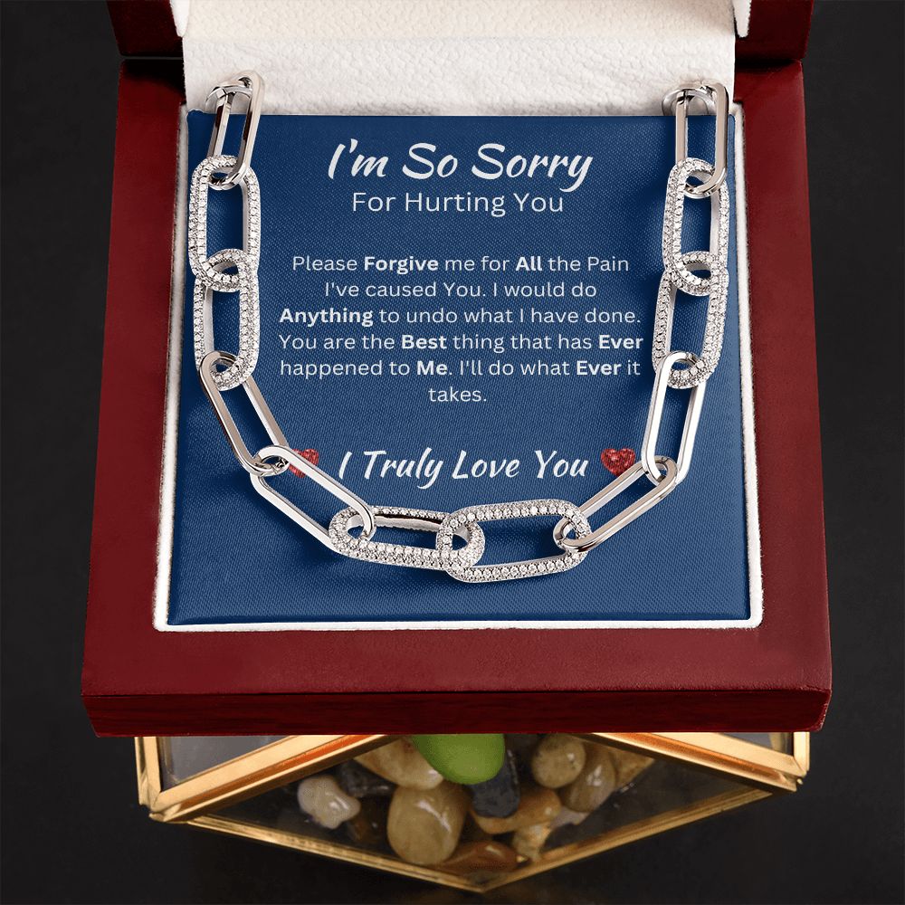 I'M SO SORRY - FOREVER LINKED UNISEX NECKLACE - (BLUE)