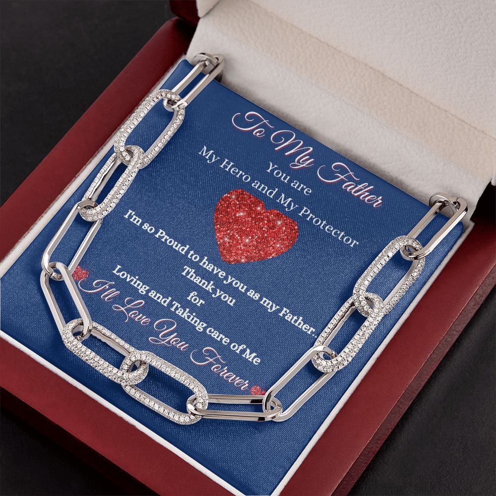 FATHER - TO MY FATHER - FOREVER LINKED UNISEX NECKLACE - (BLUE)