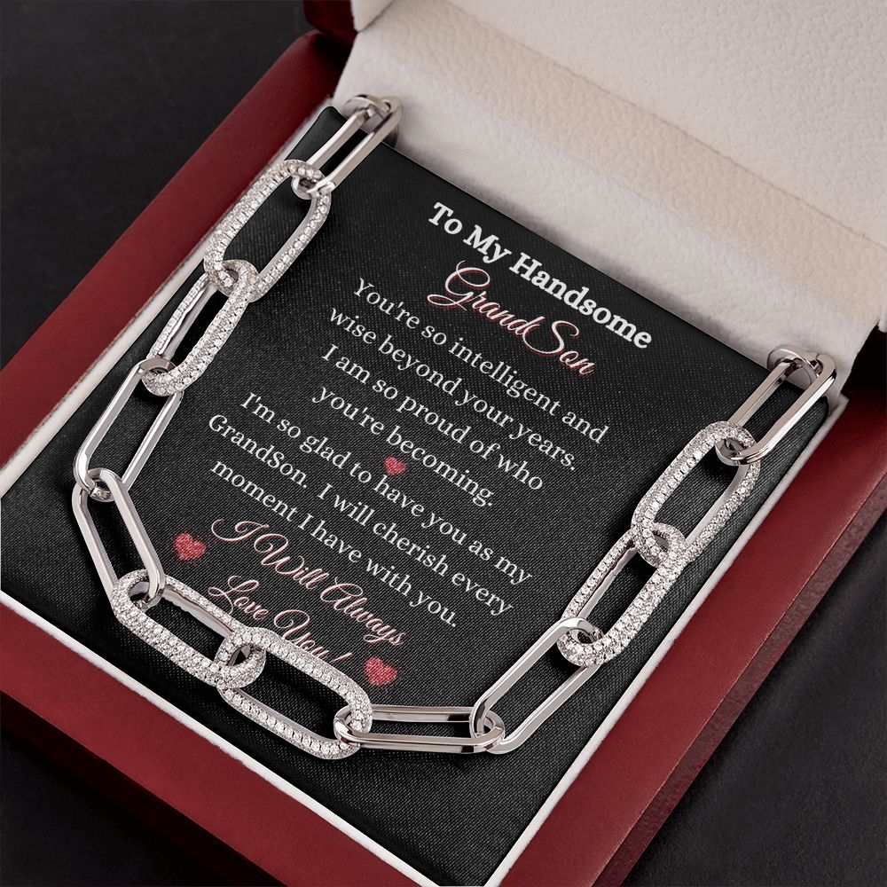 GRANDSON - FOREVER LINKED UNISEX NECKLACE - (BLK)