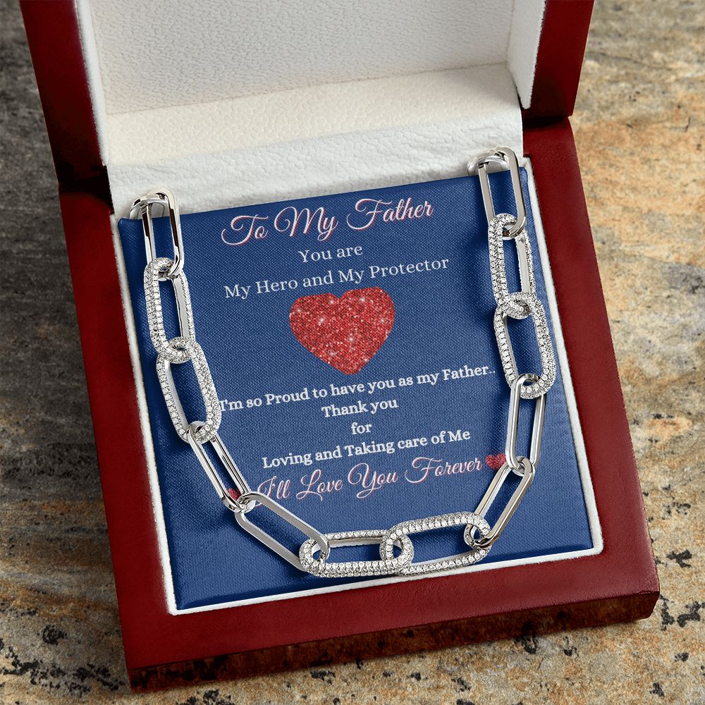 FATHER - TO MY FATHER - FOREVER LINKED UNISEX NECKLACE - (BLUE)