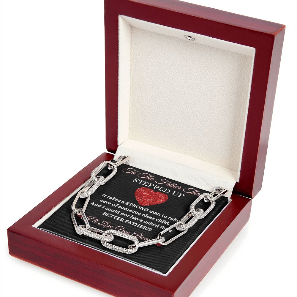 FATHER - TO THE FATHER THAT STEPPED UP - FOREVER UNISEX LINKED NECKLACE (BLK)