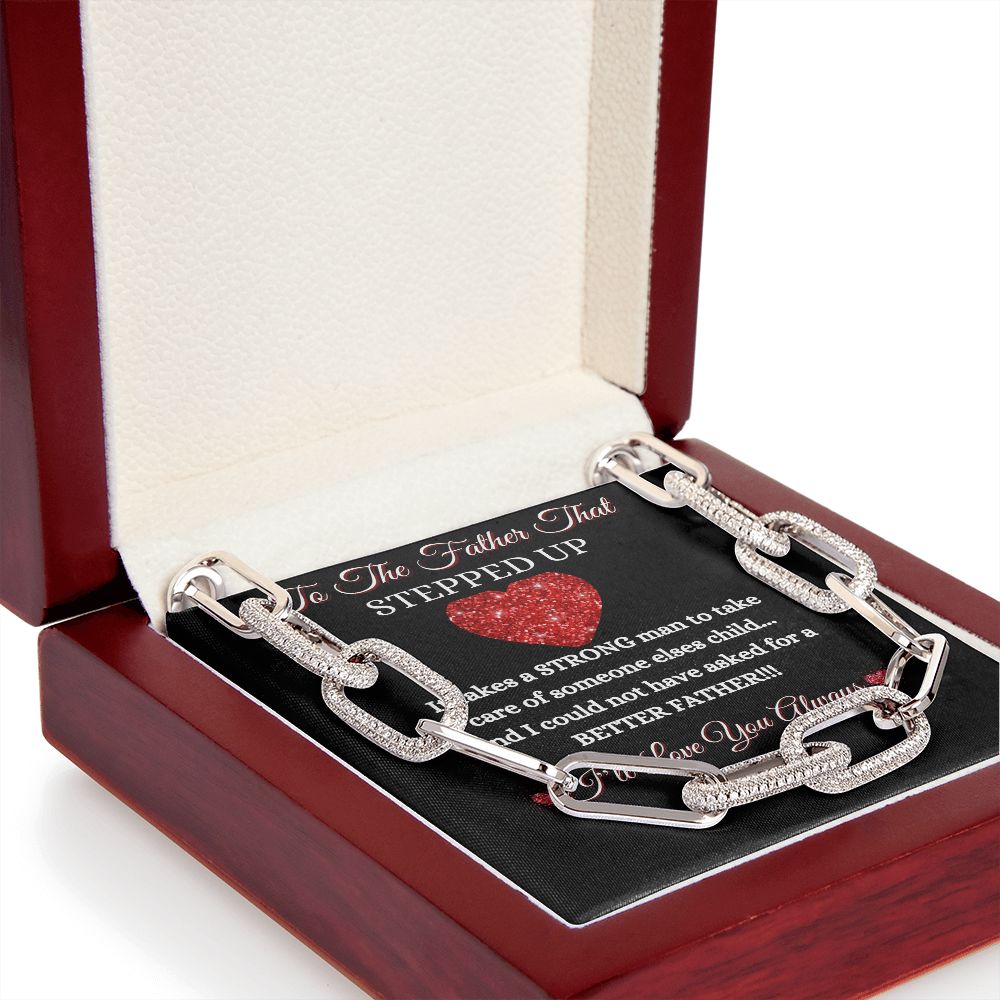 FATHER - TO THE FATHER THAT STEPPED UP - FOREVER UNISEX LINKED NECKLACE (BLK)