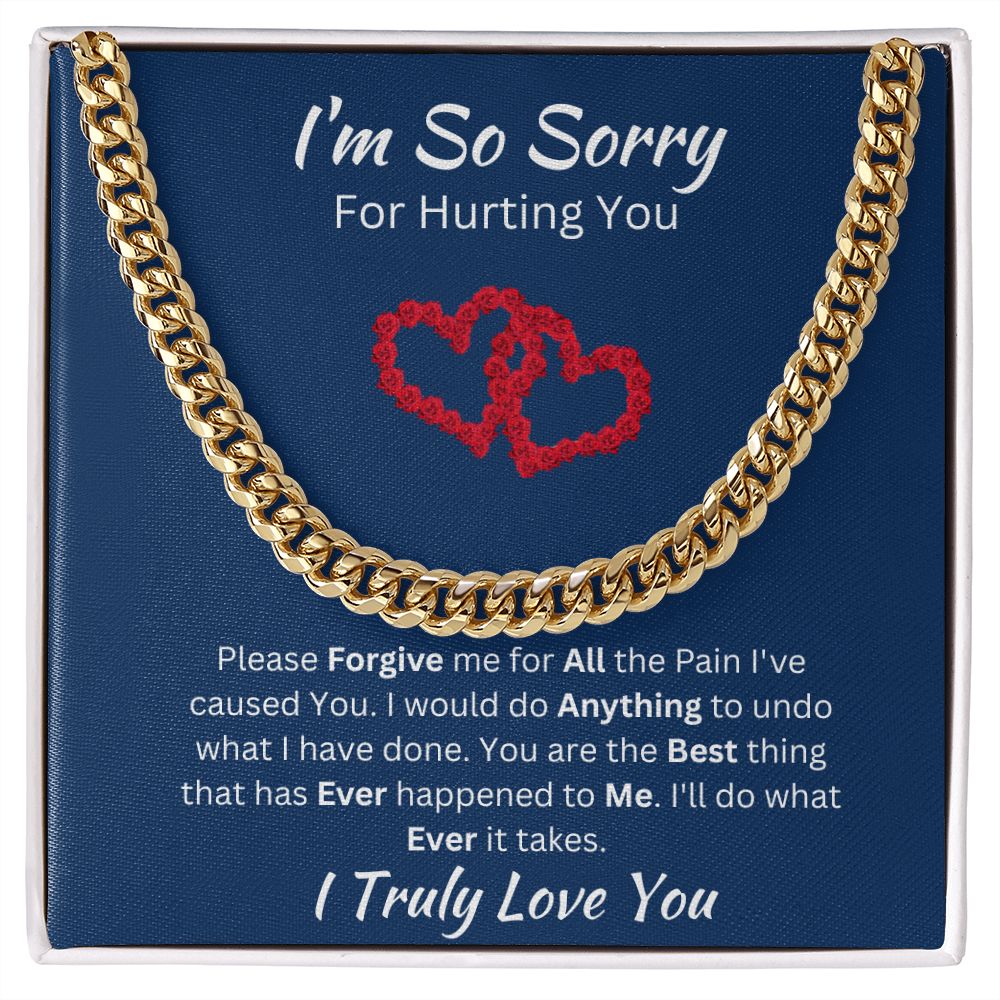 I'M SO SORRY - CUBAN LINK UNISEX CHAIN - (BLUE)