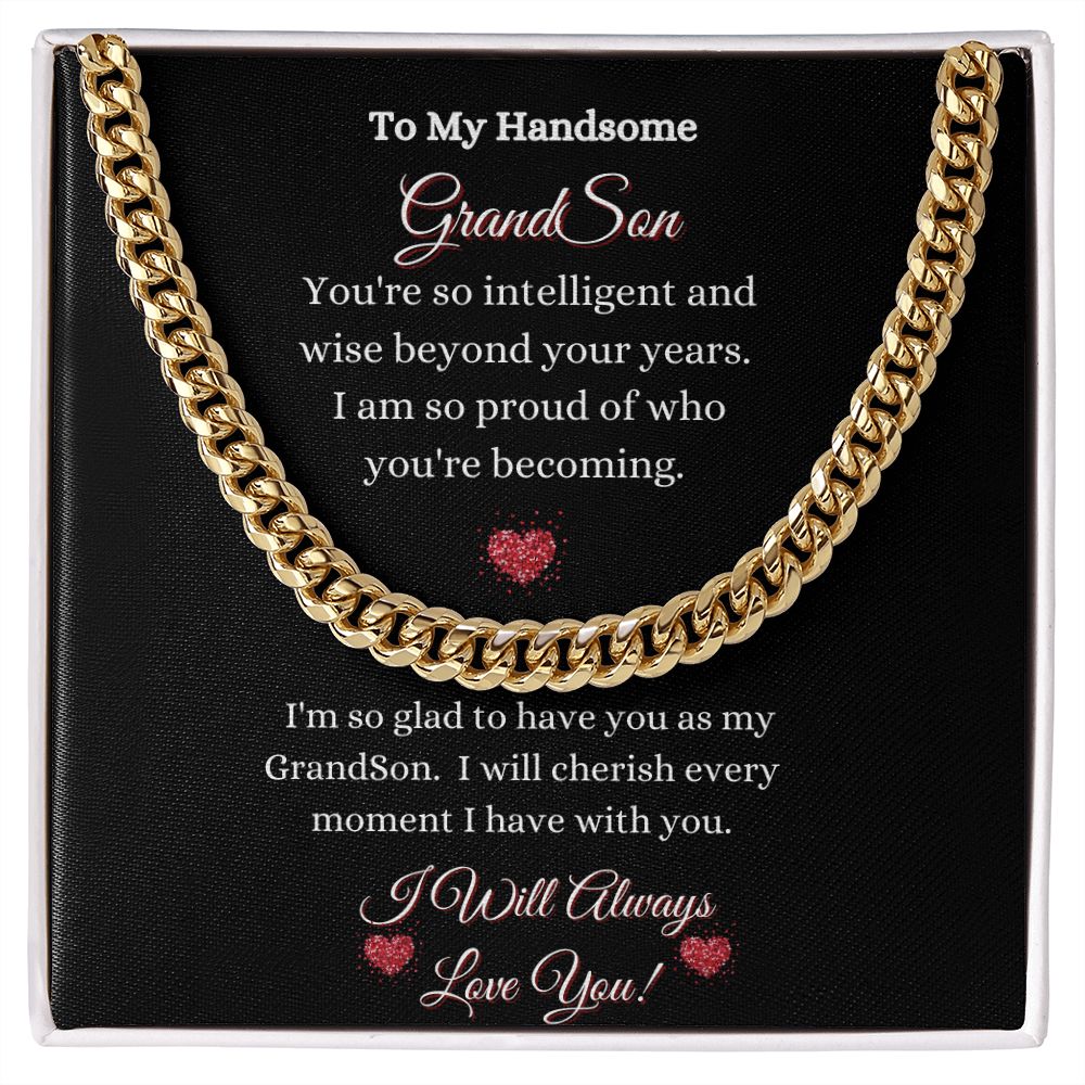 GRANDSON- CUBAN LINK CHAIN UNISEX NECKLACE - (BLK)