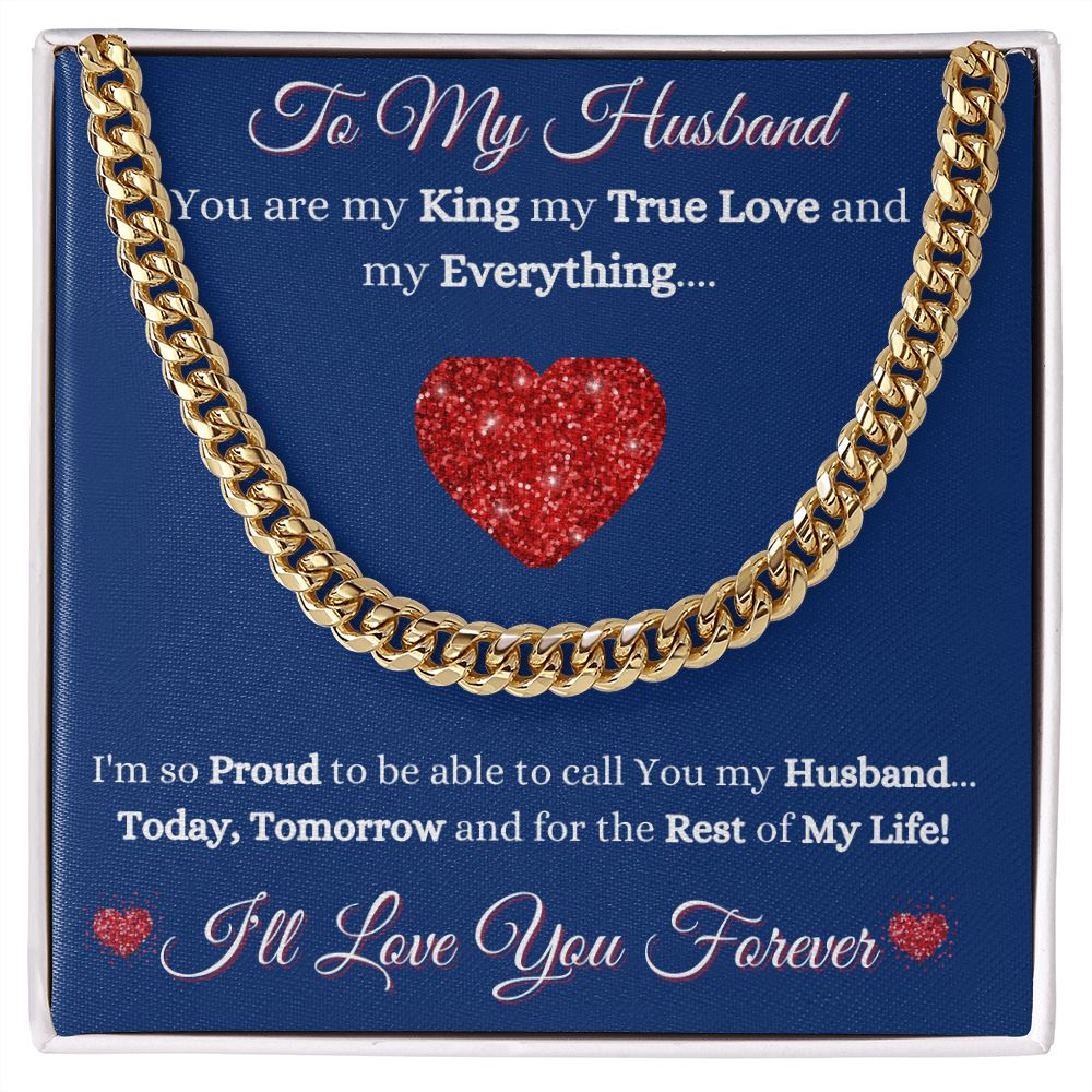 HUSBAND - TO MY HUSBAND - CUBAN LINK CHAIN - (BLUE)