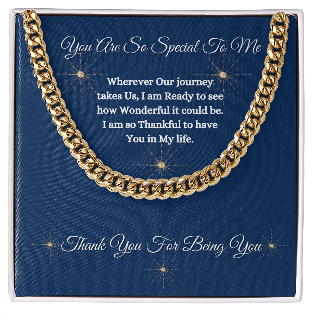 YOU ARE SO SPECIAL TO ME - UNISEX - CUBAN LINK CHAIN - (BLUE)