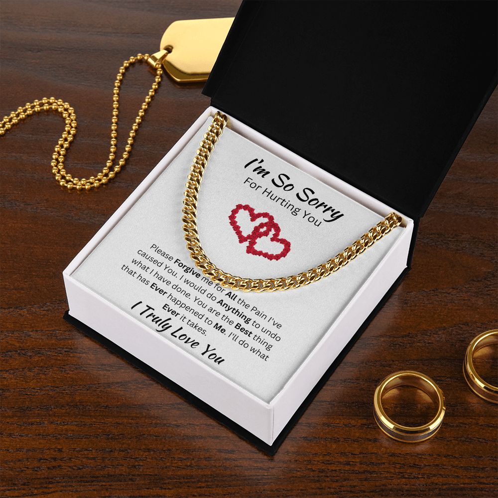 I'M SO SORRY - CUBAN LINK UNISEX CHAIN - (WHITE)