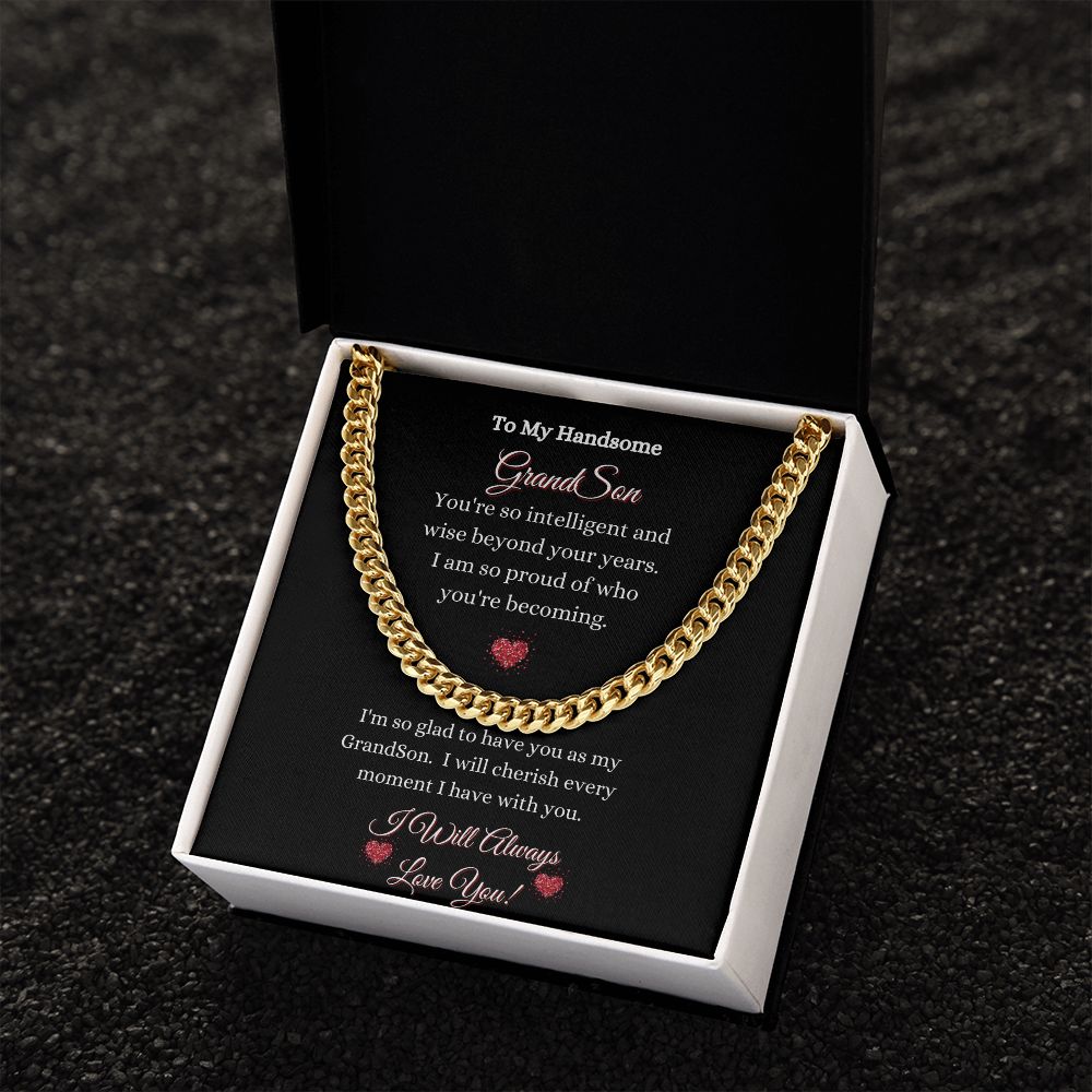 GRANDSON- CUBAN LINK CHAIN UNISEX NECKLACE - (BLK)