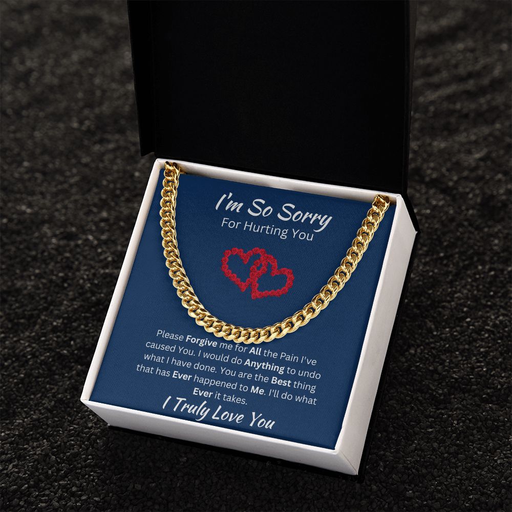 I'M SO SORRY - CUBAN LINK UNISEX CHAIN - (BLUE)